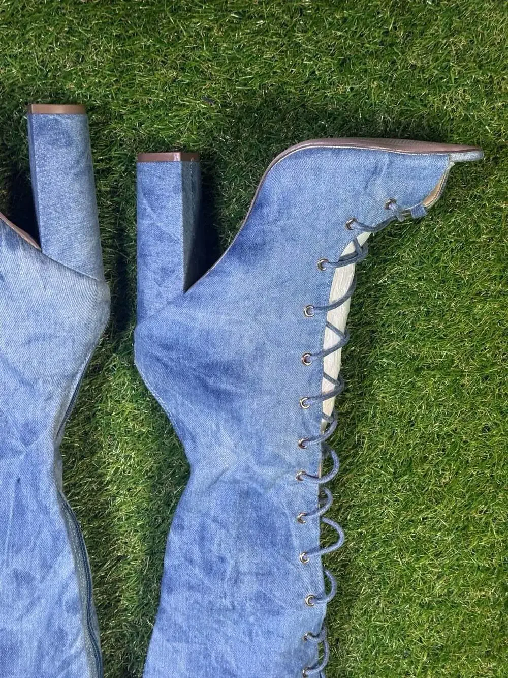 Fashion Nova Living Legacy Over The Knee Denim Boots - Picture 4 of 11